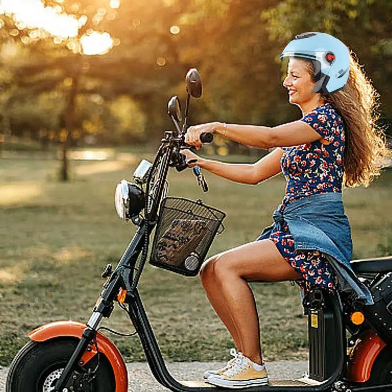 Motocicleta Open Face Meio Capacete para Homens, Lente Dupla, Equipamento Correndo, Motocicleta