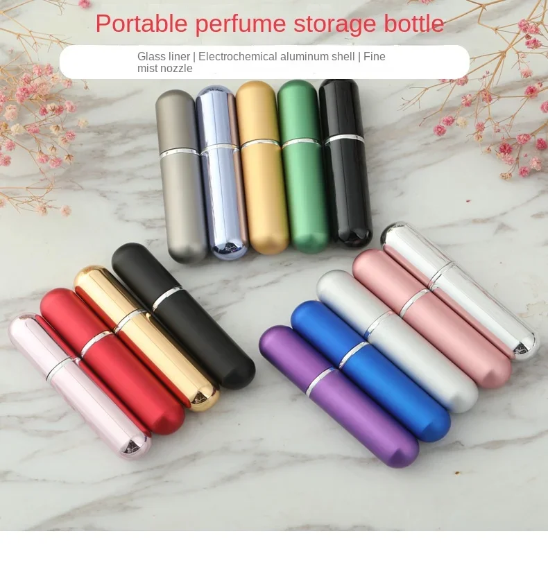 5PCS 5ml Mini Refillable Perfume Bottle Aluminum Perfume Spray Bottle Container with Empty Atomizer Bottles For Travel