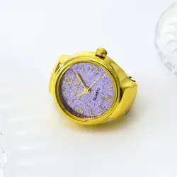 Rainbow Color Trendy Ring Watch - Fashionable Unisex Timepiece (Golden Purple Face)