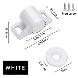 Magnetic Cabinet Door Latch with Strong Neodymium Grip (WHITE)