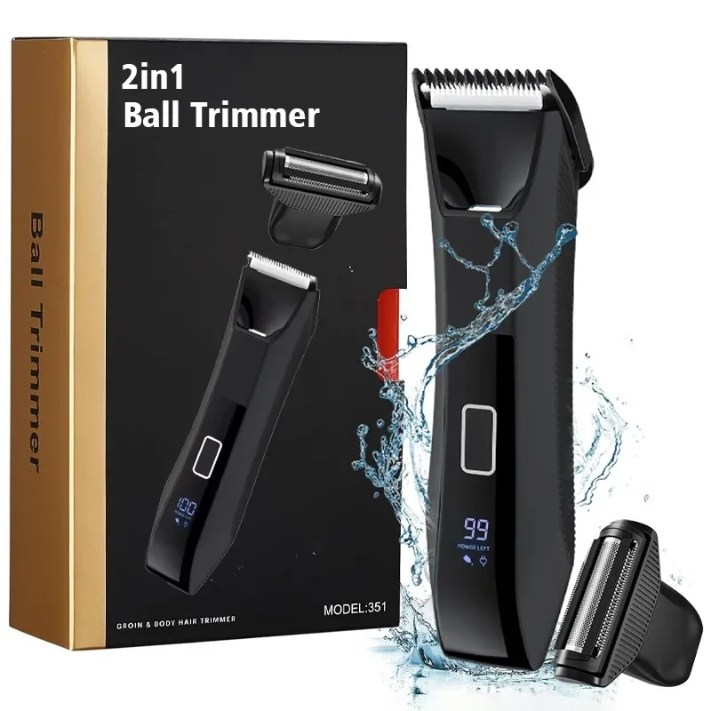 Hair Trimmer Body Trimmer Dual-Head Safe Foil Blades Waterproof Wet/Dry USB-C Rechargeable with Travel Lock