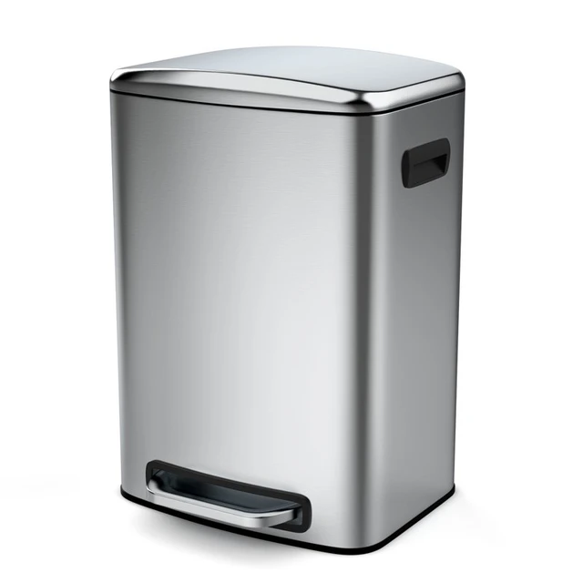 Silver 50L Stainless Steel Large Soft-Close Step Trash Can