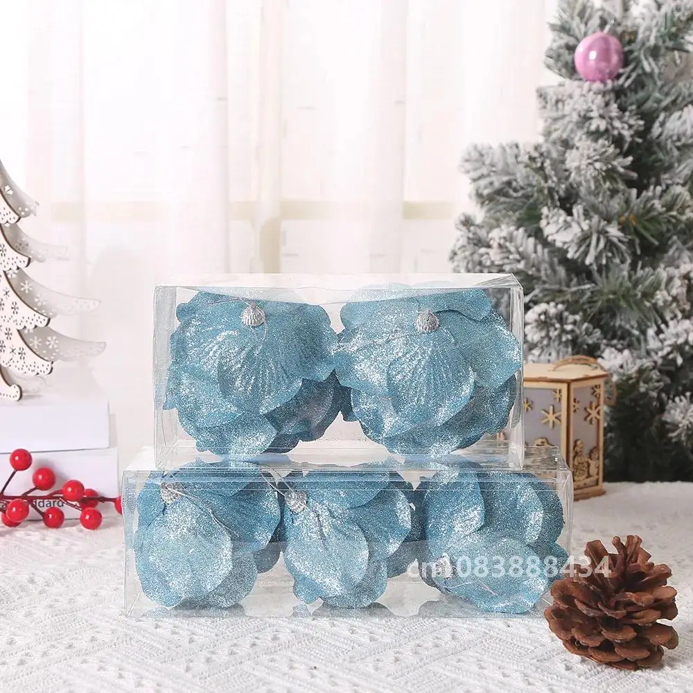 thumbnail image 1 of Bolas de purpurina para colgar en el árbol de Navidad, forma de pétalo, piñas de pino, para decoración del hogar, fiestas de Navidad, Año Nuevo 2023, 8/10 cm, 1 of 5