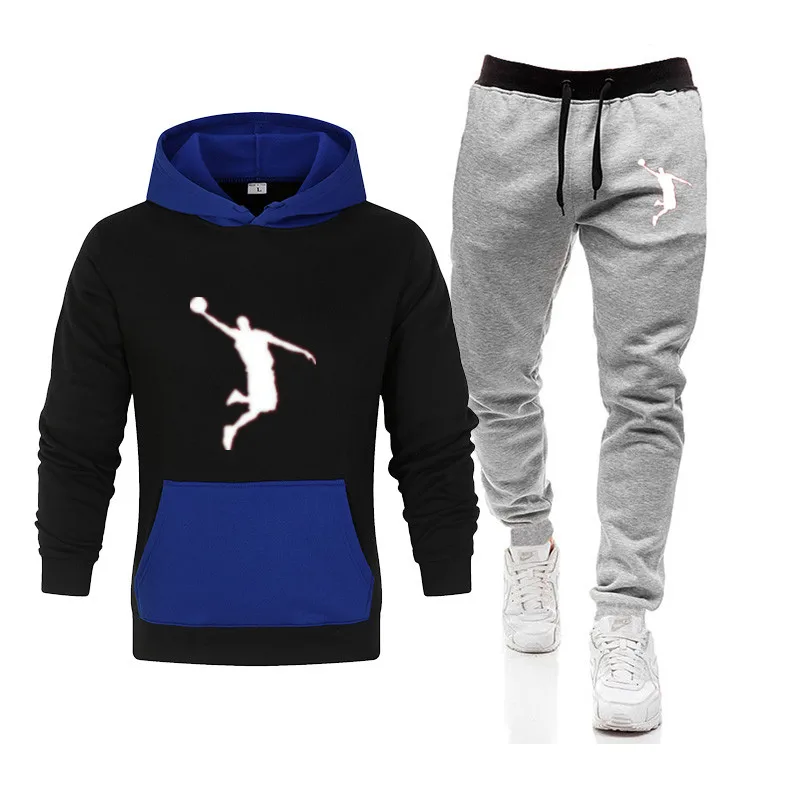 mens 2 piece set Fall Winter Fashion 2 Piece Activewear Men's Hoodie Sweatshirt + Pants Pullover Hoodie Activewear Set Casual Men's Clothes Size jogging suits for men