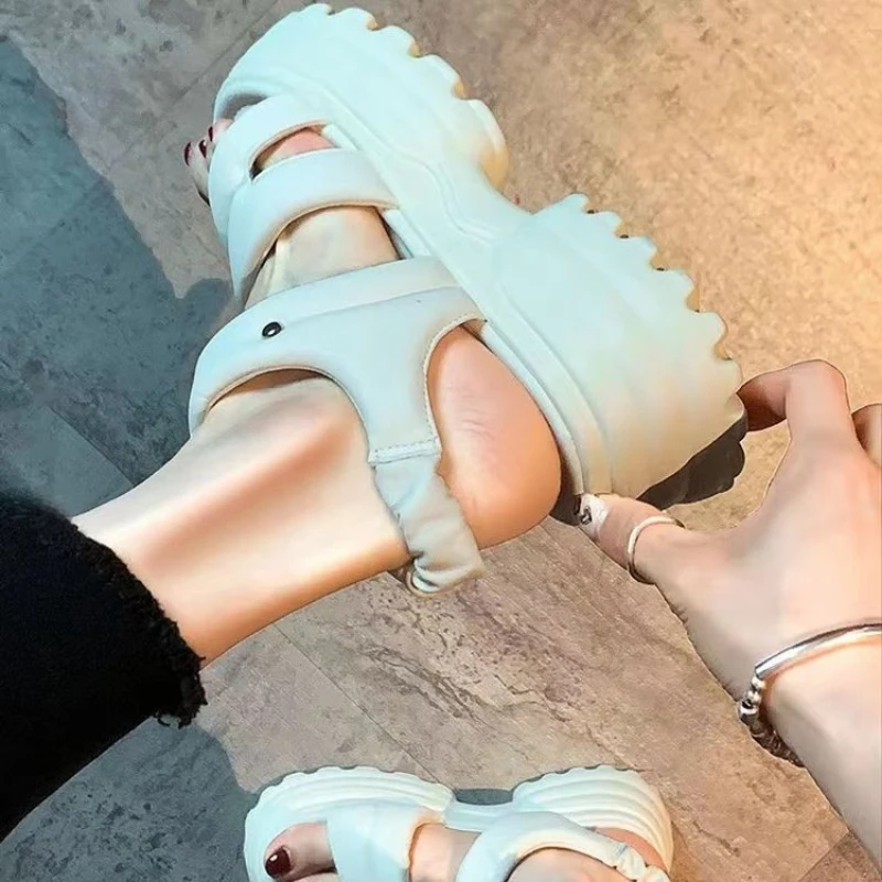 2023 Summer Solid EVA Women's Sandals Fashion Soft Sole Sports Sandals Matsuke High Heels Wear Anti slip Beach Sandals Outside