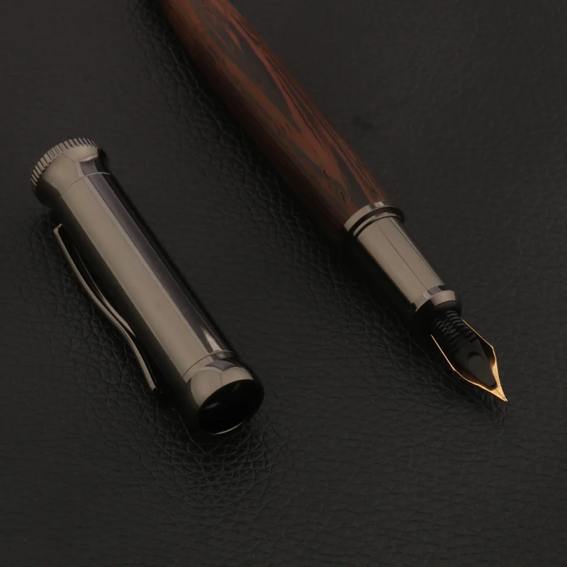 1pc wood Fountain Pen Tiger skin pattern Gun Grey Stationery Office School Supplies new ink pen 5