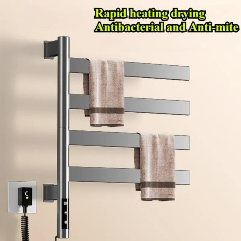 ราวแขวนผ้าเช็ดตัวในห้องน้ำ หมุนได้ 180 องศา °   ที่วางผ้าเช็ดตัวสแตนเลสติดผนังเครื่องอุ่นผ้าเช็ดตัวอุปกรณ์ห้องน้ำ 1