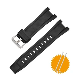 Premium Silicone Watch Strap for Casio G - SHOCK - Durable and Stylish Men's Band, 26mm (Black silver)