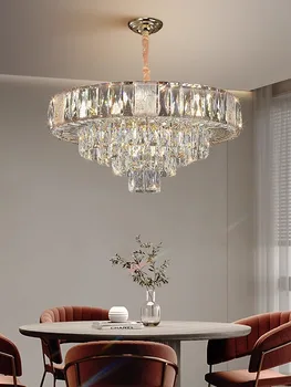 Nordic Luxury Clear Crystal Chandelier Home Decoration Lustre Living Room Long Hanging Lamps Over Dining Table Big Lamps 1