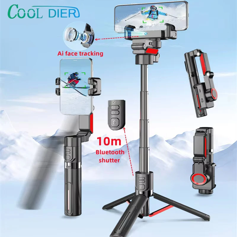 COOL DIER C10 AI face tracking Gimbal Phone Stabilizer 360 Auto Rotation Desktop Follow Gimbal Remote Smartphone handheld gimbal stabilizer gimbal stabilizer handheld gimbal auto tracking phone holder