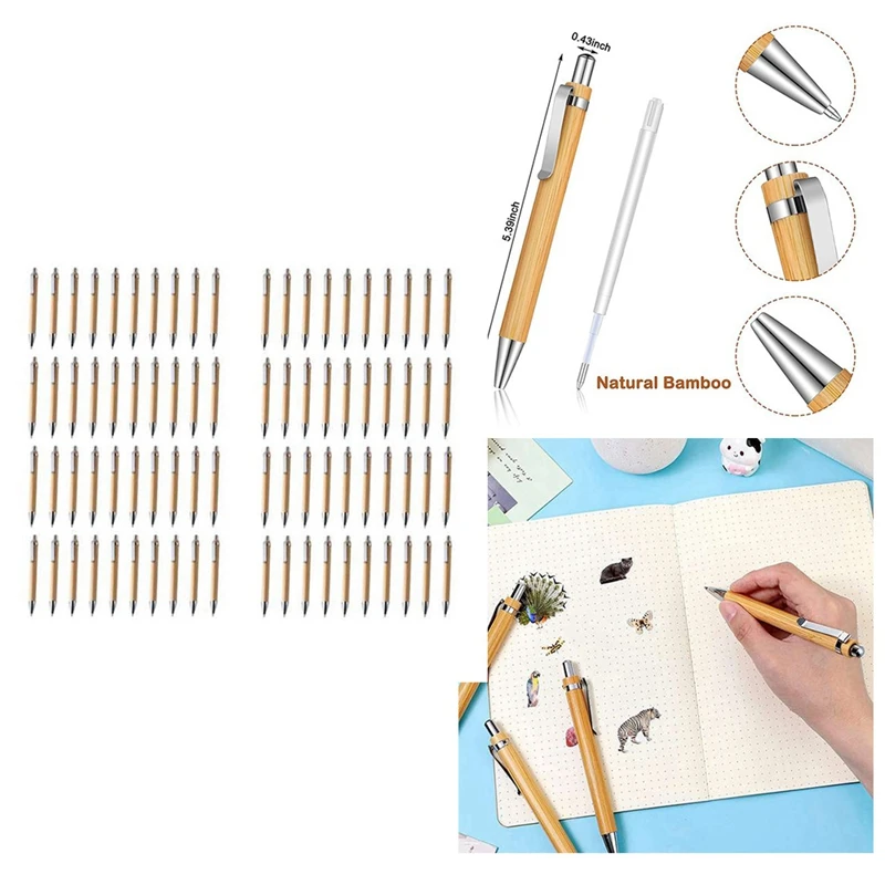 

80Pcs Ballpoint Pen Set Bamboo Ballpoint Pen Office & School Supplies Pens & Writing Supplies Gifts