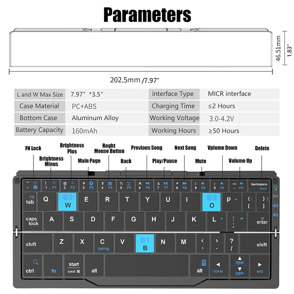 Folding Mini Wireless Keyboard Three Bluetooth Stand Tablet Phone Laptop Bluetooth Keyboard Android IOS Windows wireless mechanical keyboard,bluetooth keyboard,wireless keyboard mouse set