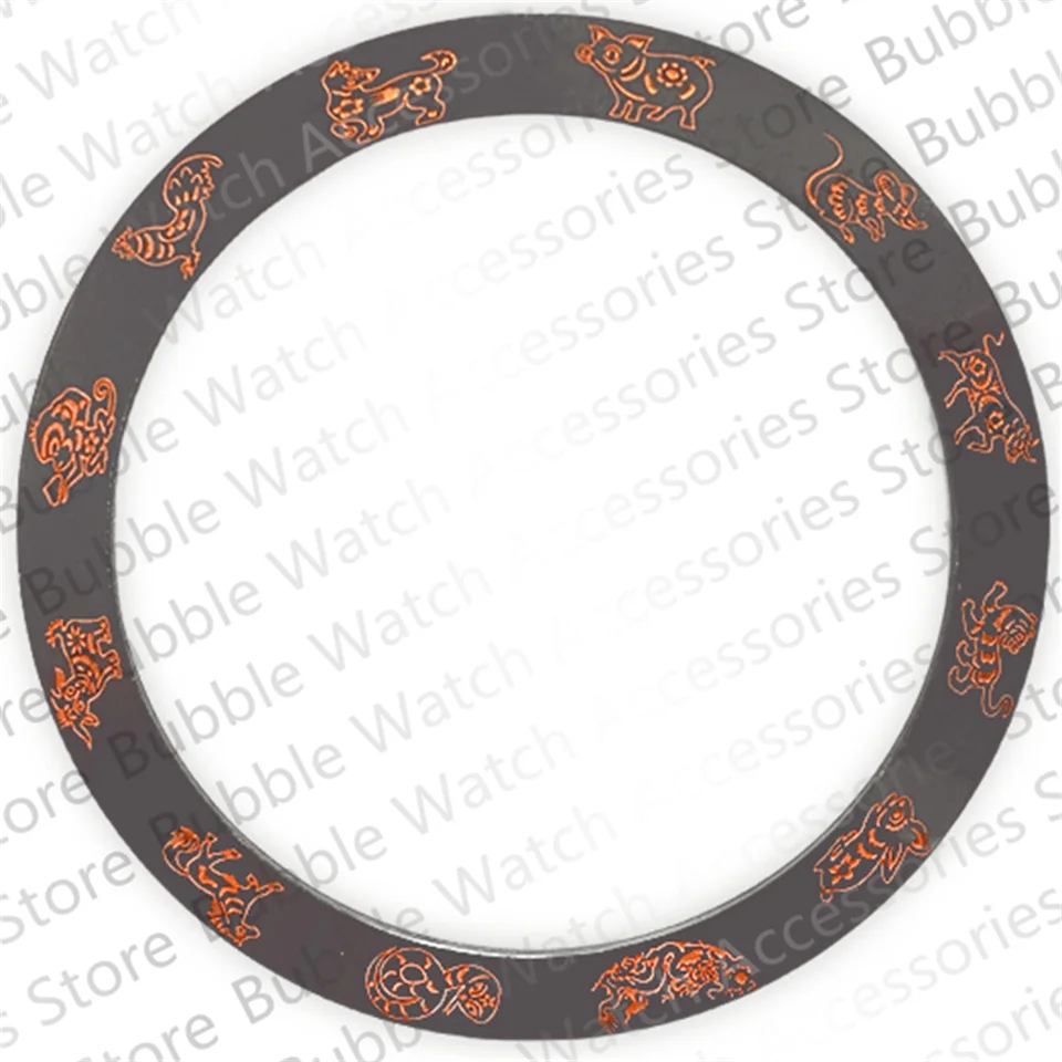 38MM×30.7MM Gray Yellow Ceramic Slanted Bezel Insert Fit for Skx Totem Men's Mechanical Watch