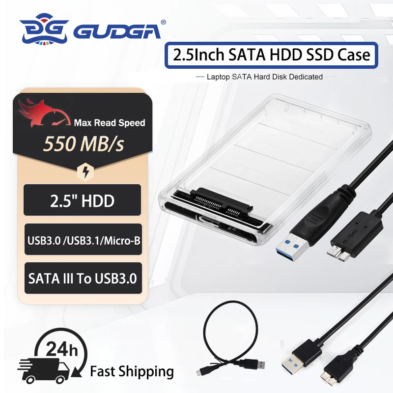 GUDGA Harddisk Boxs USB 3.0 to SATA III Hard Disk Case 2.5 Inch HDD SSD External Enclosure Hard Drive Disk Box External HDD Case