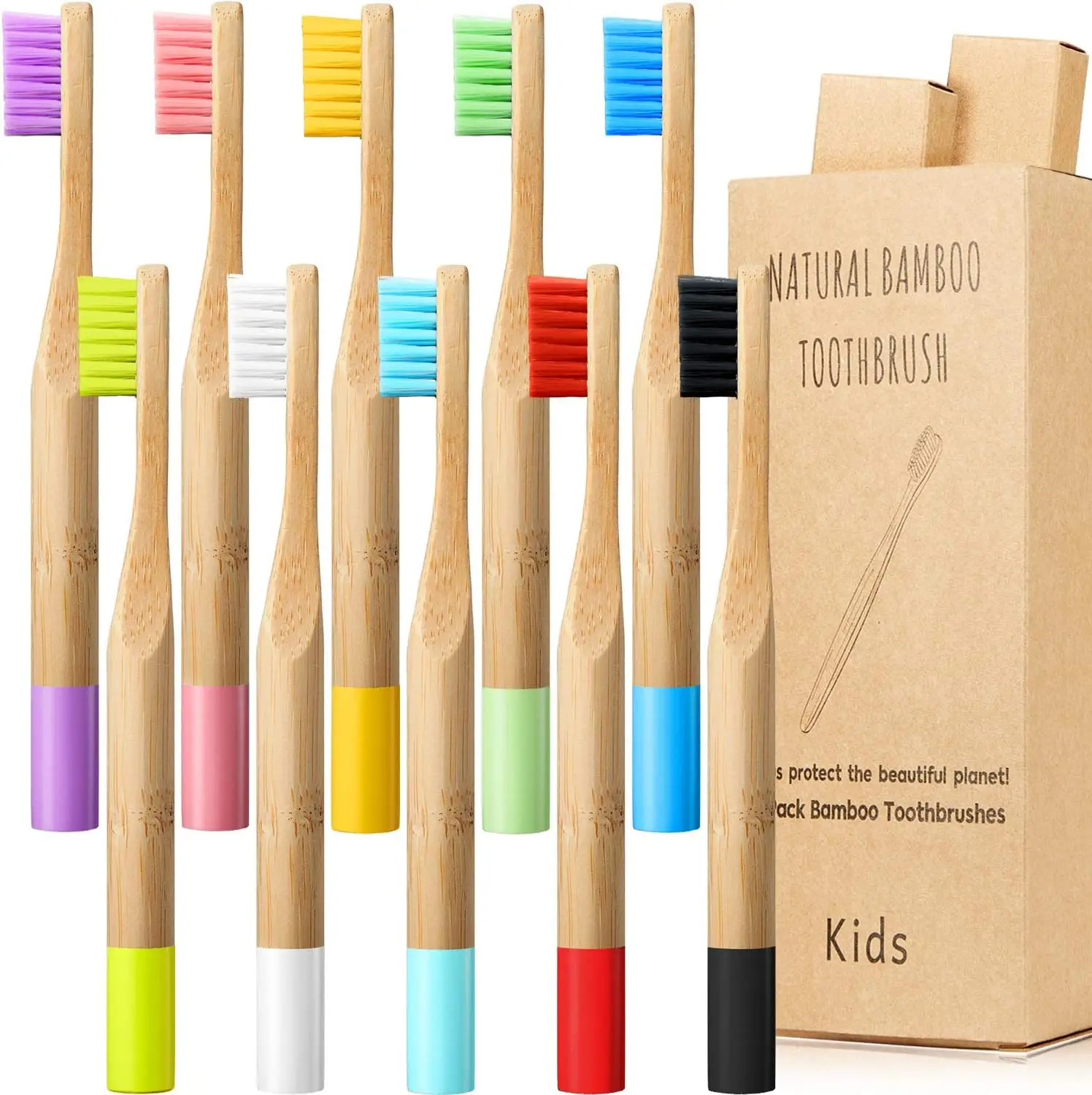 Eco-Friendly Biodegradable Bamboo Toothbrush Set with Comfortable Medium Bristles – Pack of 10