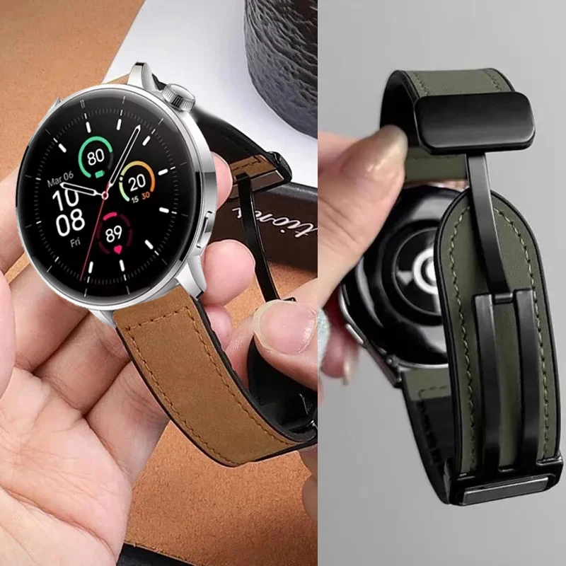 Premium Leather and Silicone Magnetic Watch Strap - Sport Edition