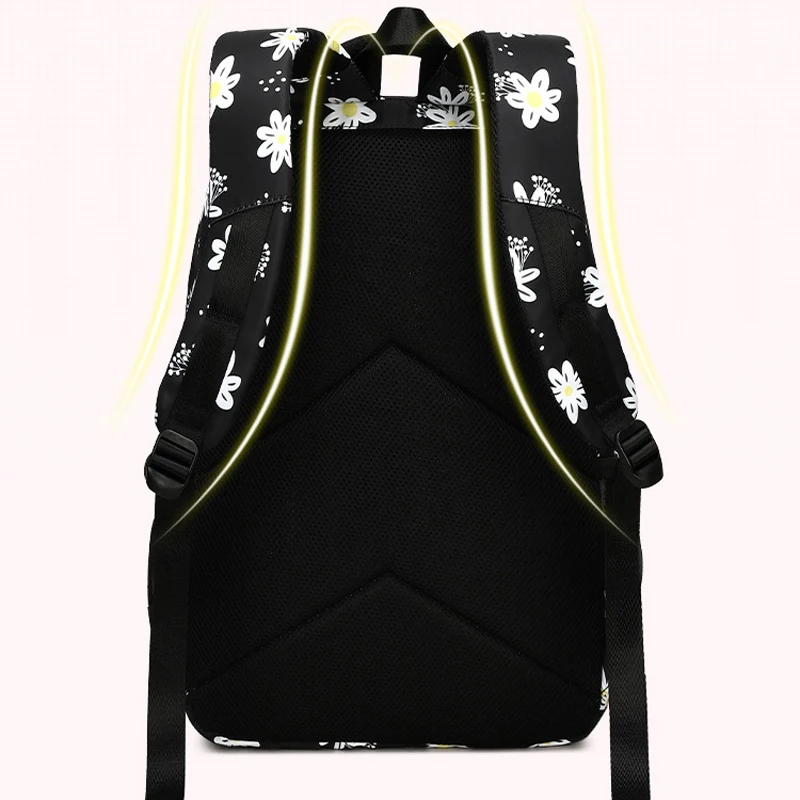3PCS/Set  Aesthetic Backpack Kid Nylon Colorful Class School Bag for Girls Teenage Youth Backpack Children's School Pencil Cases 3