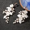 Freshwater Pearls Wedding Bridal Earrings White Porcelain Flower Women Drop Earring Handmade Jewelry 5