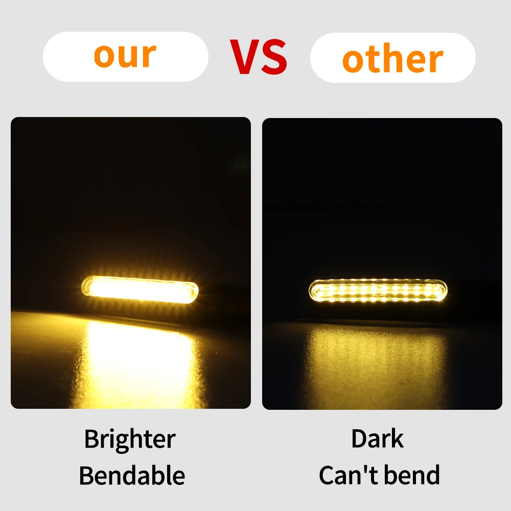 Motorcycle turn signal 2/4pcs flashing lights sequential signals LED blinker flowing water bendable tail stop indicators