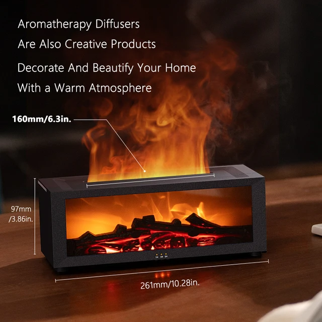 New Retro 3D Fireplace Flame Aromatherapy Machine Remote Control Colorful Flame Air Humidifier Household Aroma Diffuser 4