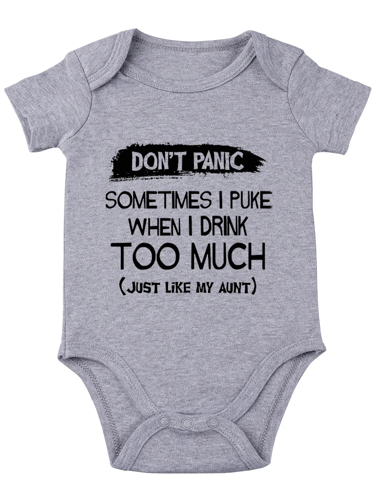 Don't Panic Sometimes I Puke When I Drink Too Much, Funny Baby onesie Baby Essentials Baby Bodysuit Baby Boy Girl Clothes 2