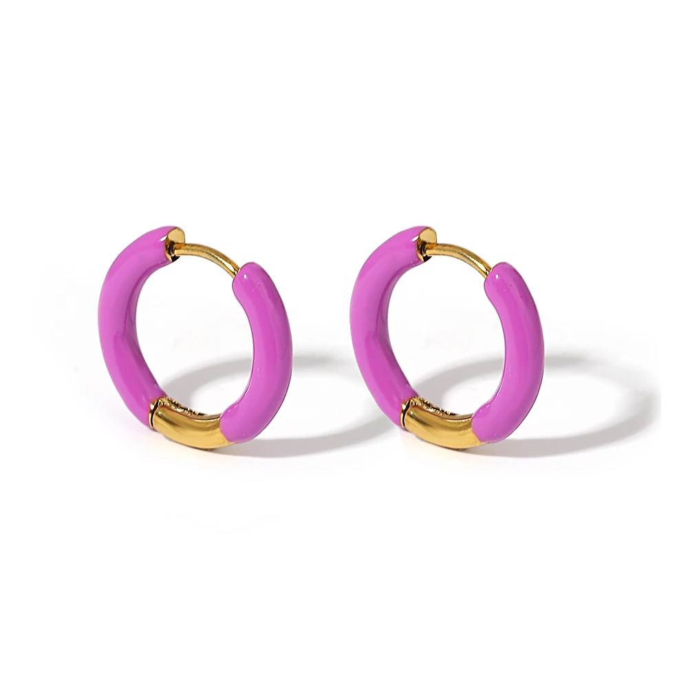 Orecchini Huggie Colorati 30 Mm – Cerchio Rotondo In Acciaio Inox Smaltato, Placcato Oro, Ipoallergenici
