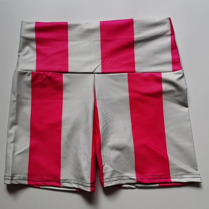High Waisted Shorts for Women Cute White Harajuku Fashion Push Up Night Club Gym Cycling Striped Fitness Shorts Woman Summer