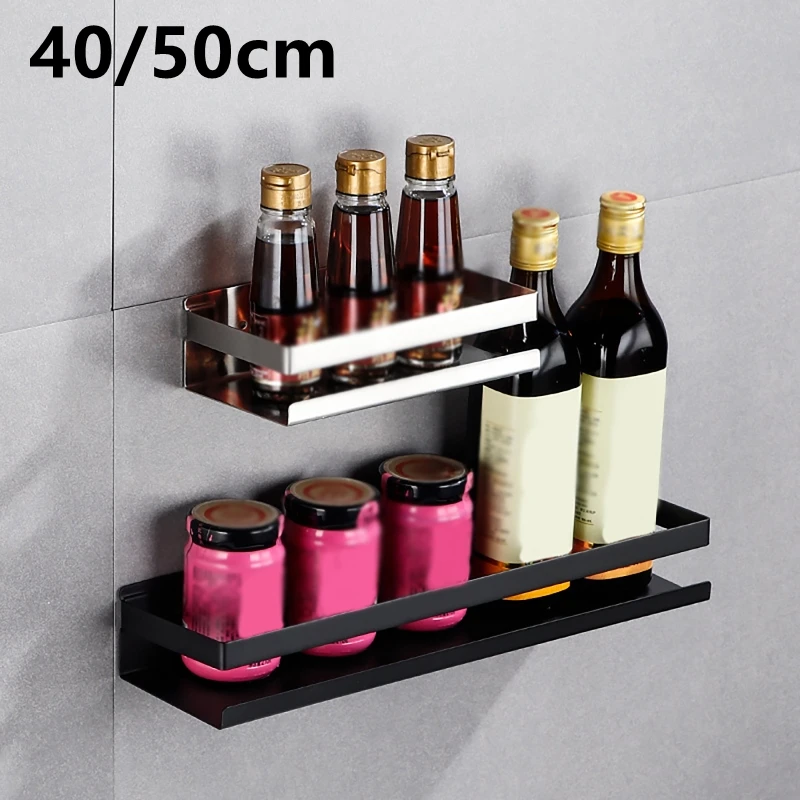 

Bathroom Accessories 40-50cm Modern Matt Black Bathroom Corner Shelves Kitchen Wall Shelf Shower Bath Shampoo Storage Rack