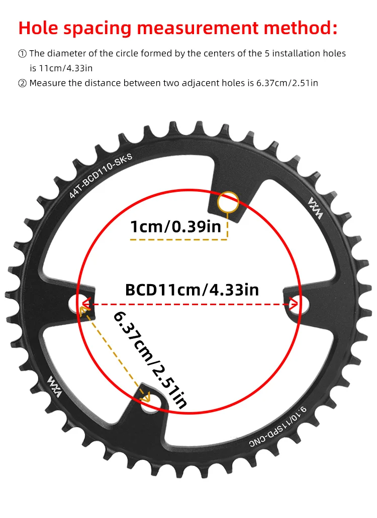 Description Picture 4 of itemVXM Road Bike 110BCD Crank 4 Claw Chainring Narrow Wide Chainwheel 36-52T For R7000 R8000 R9100 R9000 4700 5800 6800 R7100/R8100