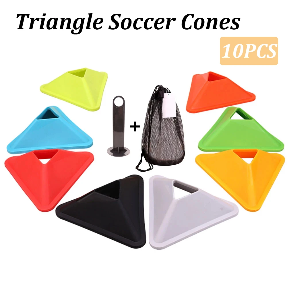 

10PCS Football Training Disc Triangle Soccer Practice Field Marking Agility Training Cones Portable Equipment for Kids Adult