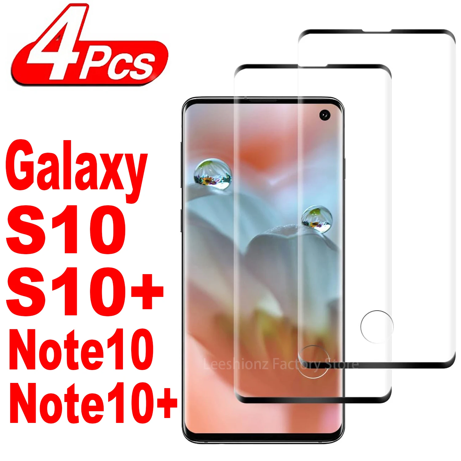 1/4Pcs 3D Screen Protector Glass For Samsung Galaxy S10 S10+ Note 10 Plus Note10+ Tempered Glass Film not full cover tempered glass 3d case friendly curved for samsung galaxy s10 plus s10 s10e note 9 8 s9 s8 plus screen protector