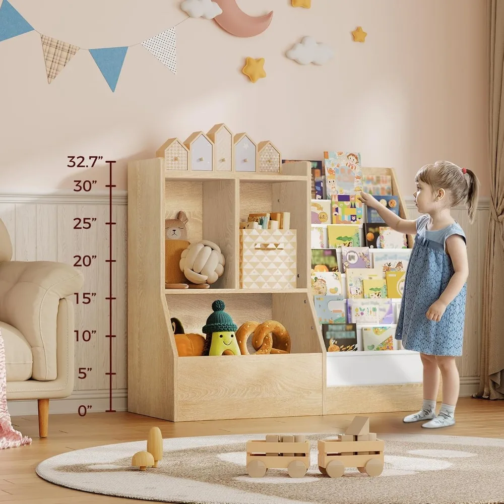 39.4 "Children's Bookshelf and Toy Storage Room, Toy Storage Cabinet, Suitable for Game Rooms, Bedrooms, Daycare Centers 3