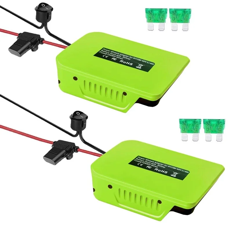 Battery Power Wheel Adapter for Ryobi 40V Li-ion with Fuse and Switch for DIY Re