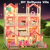 Dollhouse 3D Cartoon Doll Castle Villa Diy Set 1/12 Fantasy Doll House Assemble Scene Accessories With Led Lights Girl Birthday 1