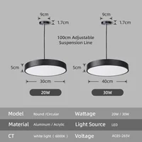LED Round Pendant Light 110V/220V Ceiling Chandelier Office Ring Hanging Lamps Dining Living Room Home Ceiling Lighting Fixture 2