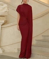 Modern Evening Dress فساتين سهره Customized Round Neck with Cape Pleat Ruched Sheath Arabian Prom Gown Formal Dresses - Image 6