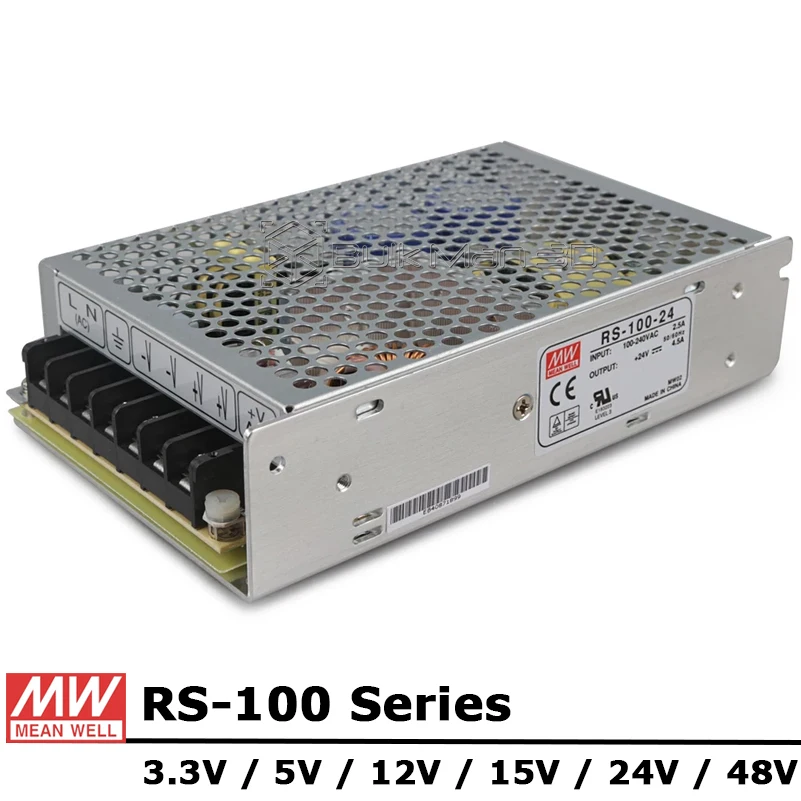 Meanwell Rs100 Alimentatore Switching 100W Uscita Singola Dc 3.3V 5V 12V 15V 24V 48V Mean Well Mw Rs-100