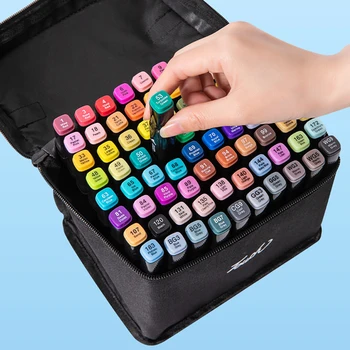 Set di Pennarelli a Doppia Punta 24/36/60/80 Colori per Studenti, Animazione, Manga, Disegno, Pittura, Forniture Artistiche Scolastiche