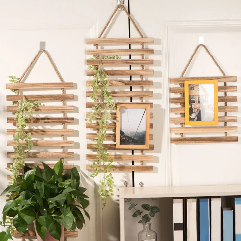 Solid Wood Flower Rack Wall Hanging Flower Shelf Balcony Decoration Garden Potted Plant Shelves Living Room Home Decor