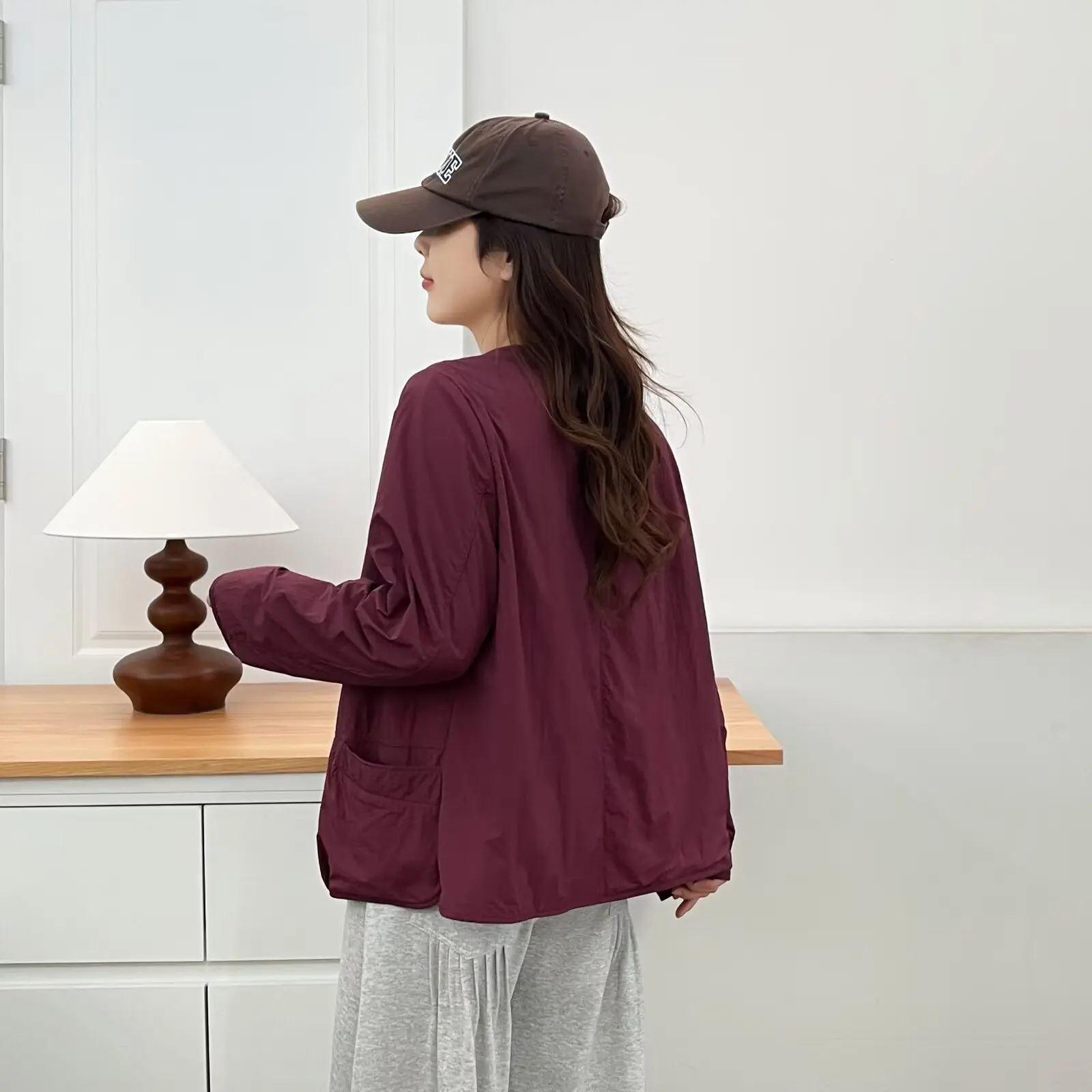 XXXXL Fashion Plus Size Women's Jacket Autumn New Style Simple And Retro Casual Collarless Outerwear 535