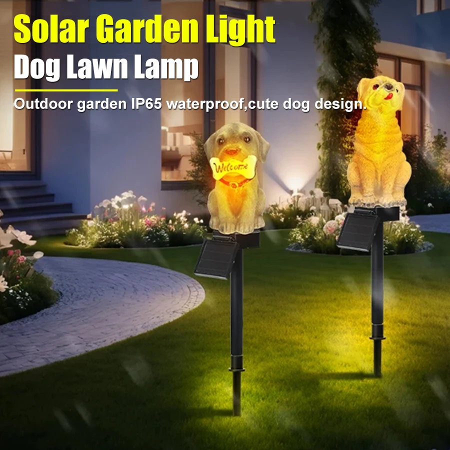 Solar Powered Resin Dog Bird Owl Lawn Lamp Solar Led Light Outdoor Garden Decoration Lamp Waterproof Solar Lights