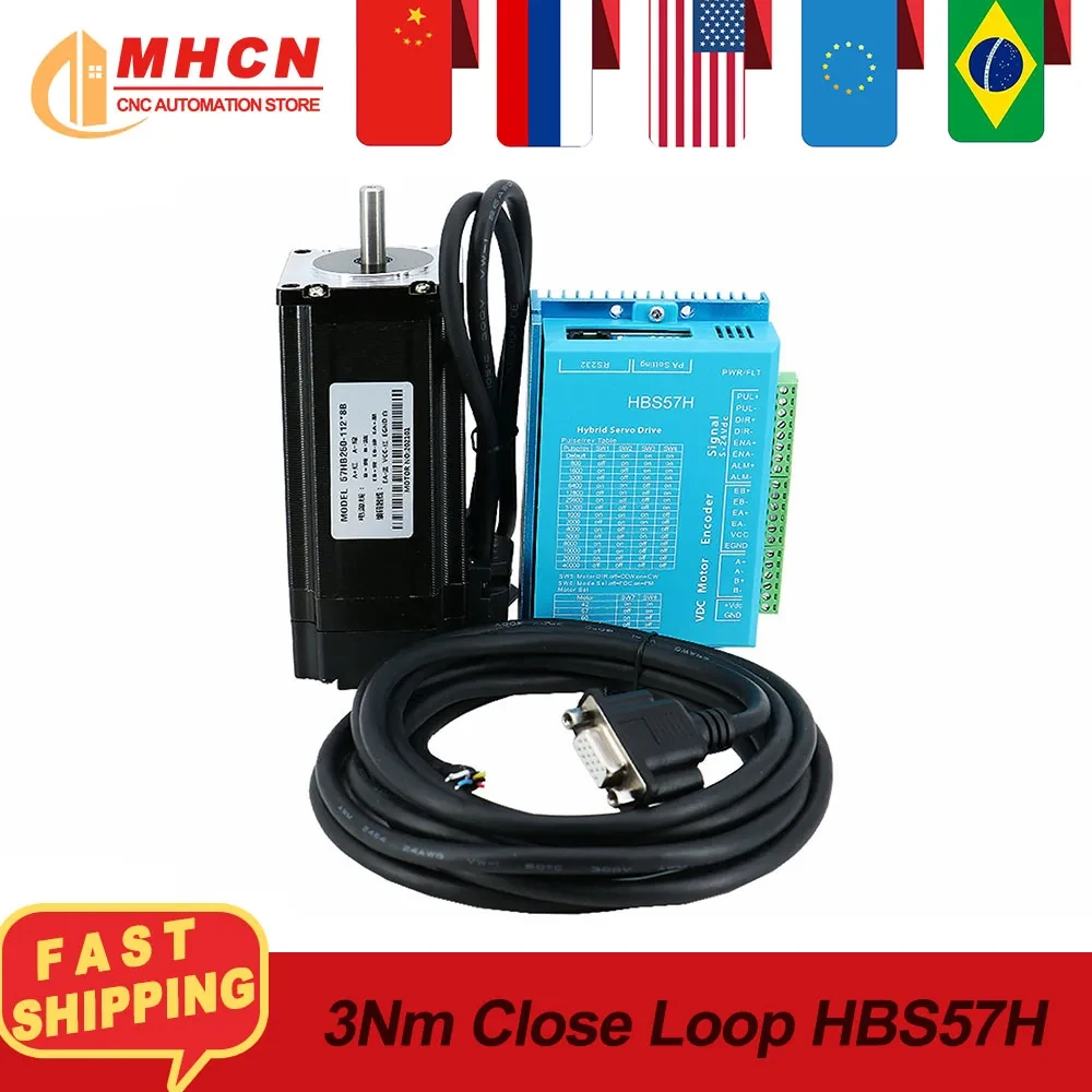 DE Free!4Axis Nema23 Closed Loop Schrittmotor 425oz-in 3Nm 4A 8mm D