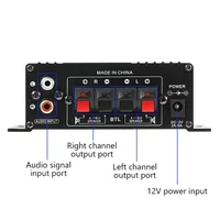 AK170 Mini Digital Power Audio Car Amplifier Blue Light Stereo Audio Amplifier for Home Theater Club Party Music 200Wx2 Power 6
