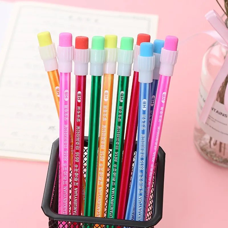 

10pcs/set Wooden Lead Pencils with Eraser for Children Learn Drawing Sketching Painting Writing Tool Student School Supplies