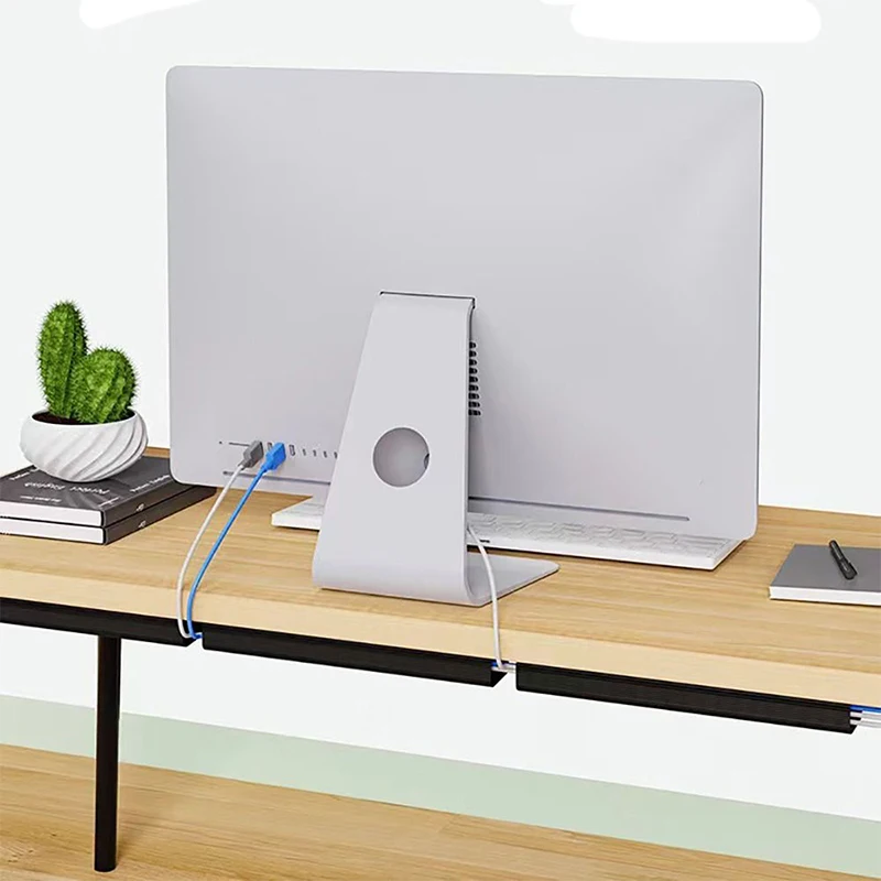 1PC 40cm 채널 데스크 케이블 정리함 케이블 관리 액세서리 흰색 케이블 보호대 책상 아래 설치형 관리 트레이 (드릴링 불필요)