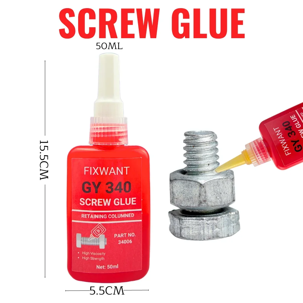 GY340 녹슬지 않는 코킹 방지 온도 저항 무산소 나사 접착제 나사 잠금 조임 나사, 50ml