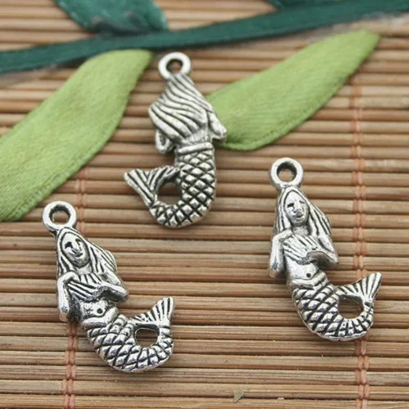 

20pcs 22*11mm Dark Silver Tone Sea-maiden Charms H3126 Charms for Jewelry Making