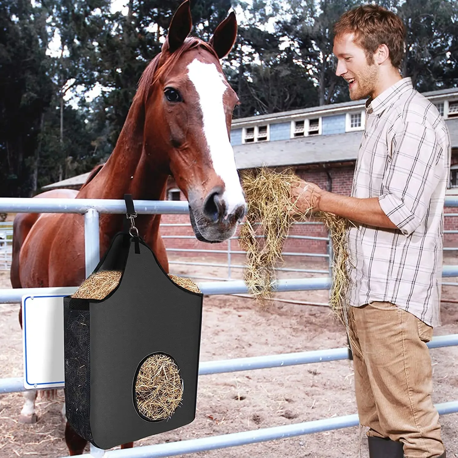 Hay Bag for Horse Pouch Oxford Feeding Waterproof Animals Feeder Hay Sheep Horse Accessories Equestrian Equipment Farm Supplies 6