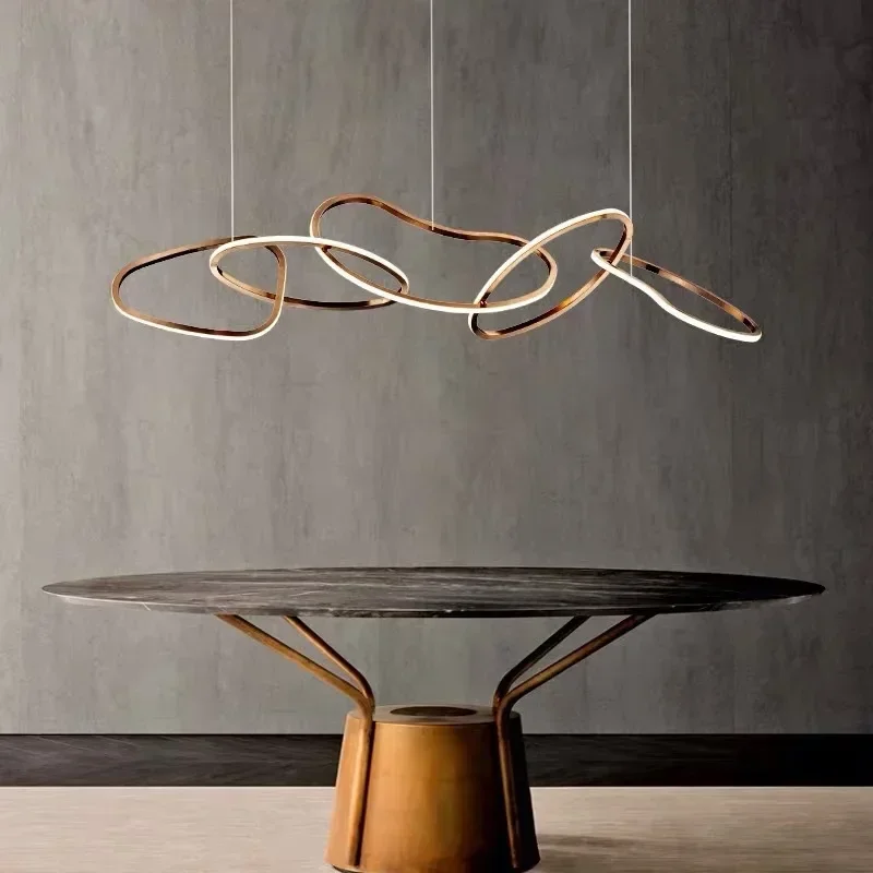 Modern Rose Gold Led Chandeliers Lighting Living Dining Room Decor Led Chandelier Lamp Indoor Hanging Lights Fixtures Luminaire