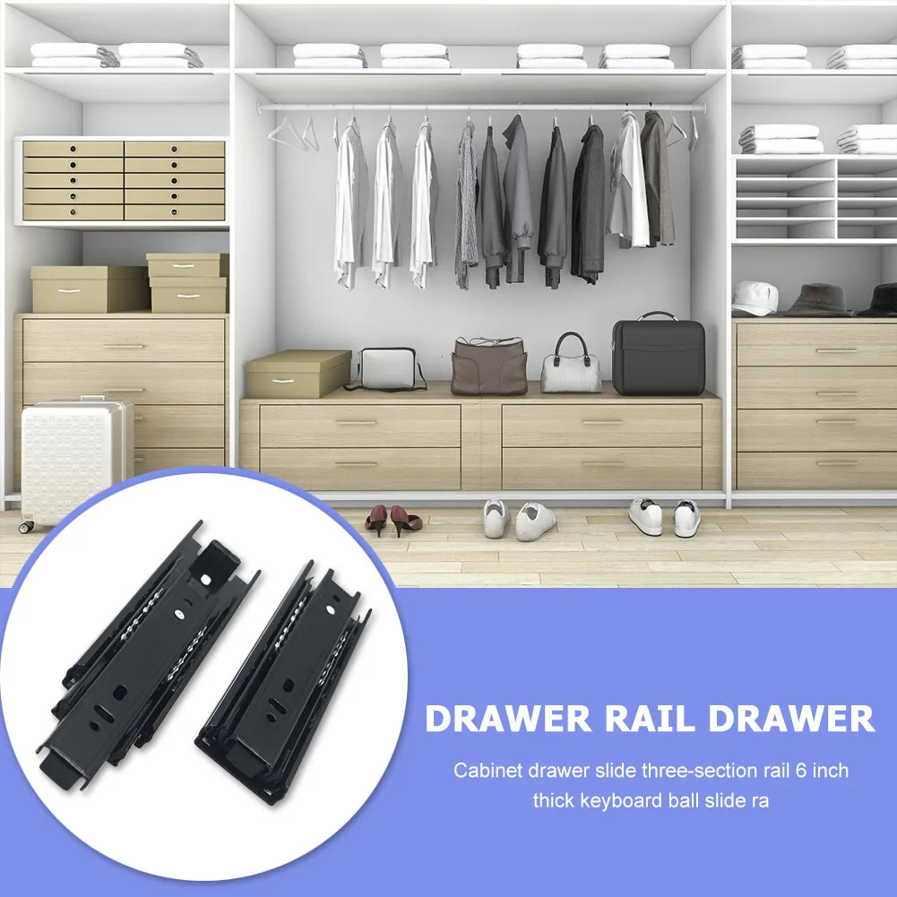 2pcs 6 inch Mini Drawer Slides Short Steel Furniture Guide Rail Full Extension Kitchen Cupboard Wardrobe Hardware Guide Slide